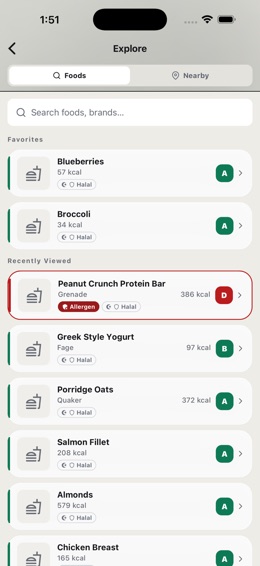 Search, with a flagged product